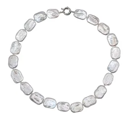 Women Necklace White Natural Freshwater Pearl Necklace Baroque Rectangular Pearl Custom Necklace Vintage Personality Jewelry