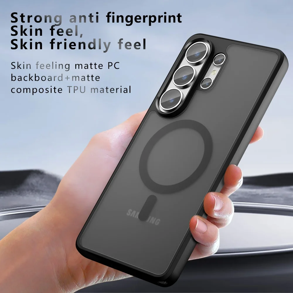 Matte Skin feel For Magsafe Magnetic Case For Samsung S26 S25 S24 S23 S22 Ultra Plus FE A55 A35 A25 A15 Airbags Anti Fall Cover