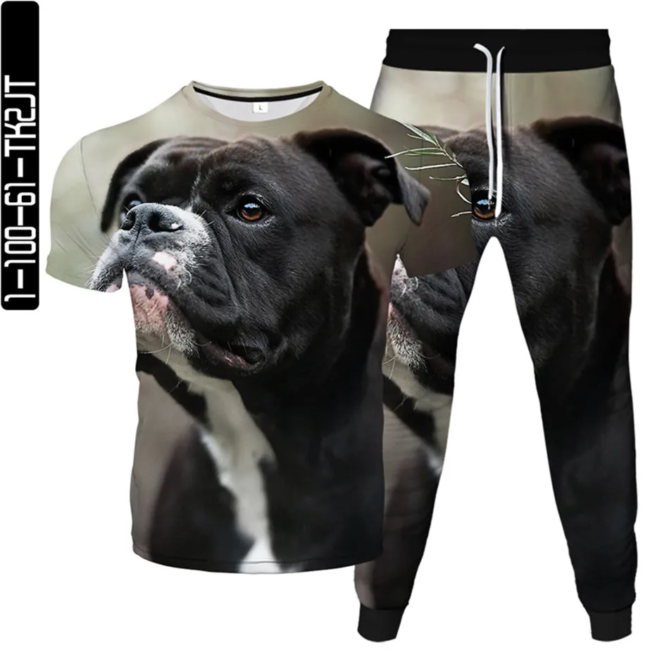 

Christmas Animal Black Dog Cute Pug Pitbull Wolf Pig 3D Print Men Women Fashion Tracksuit T-Shirt+Trousers 2Pcs Set Clothes Suit