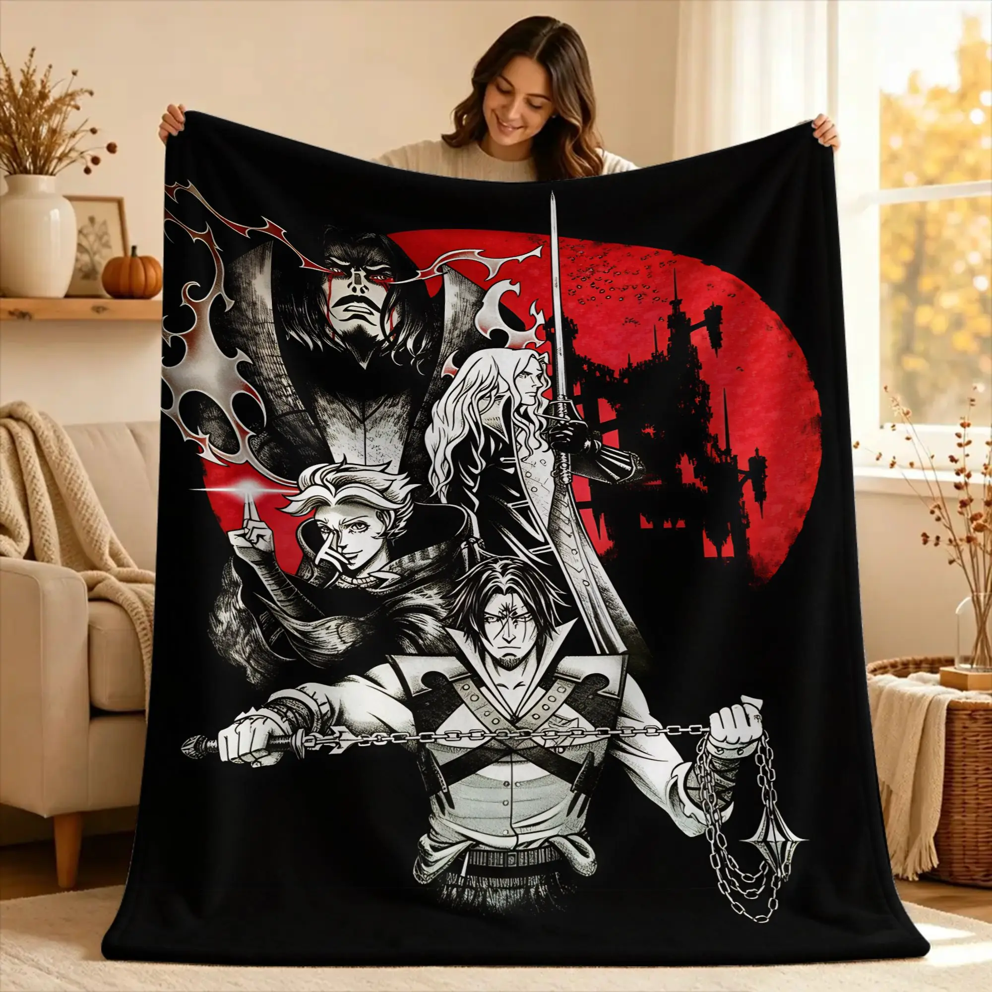 C-Castlevania Alucard Blanket Quality Warm Soft  Throw Blanket Winter Camping Couch Bed Print Bedspread