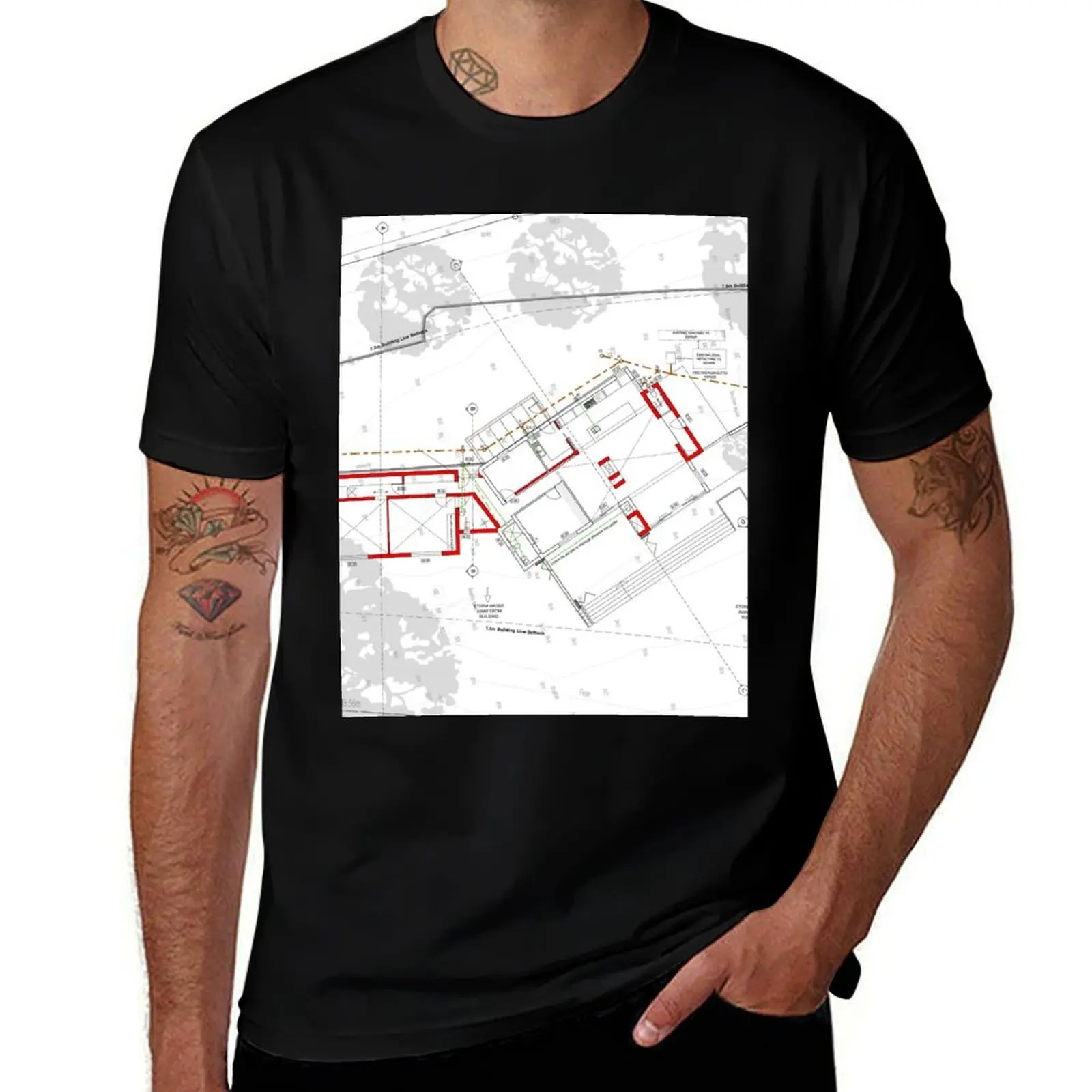 

Architect building plan design T-Shirt Comfortable Basic Crew Neck Tee