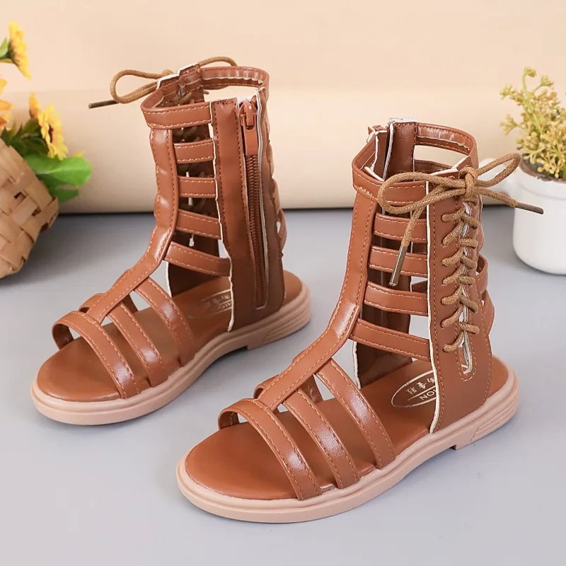 

Summer New Girls Beach Princess Roman Sandals Fashion Breathable Side Zipper Soft Sole Bestseller Children's Ankle Cool Boots