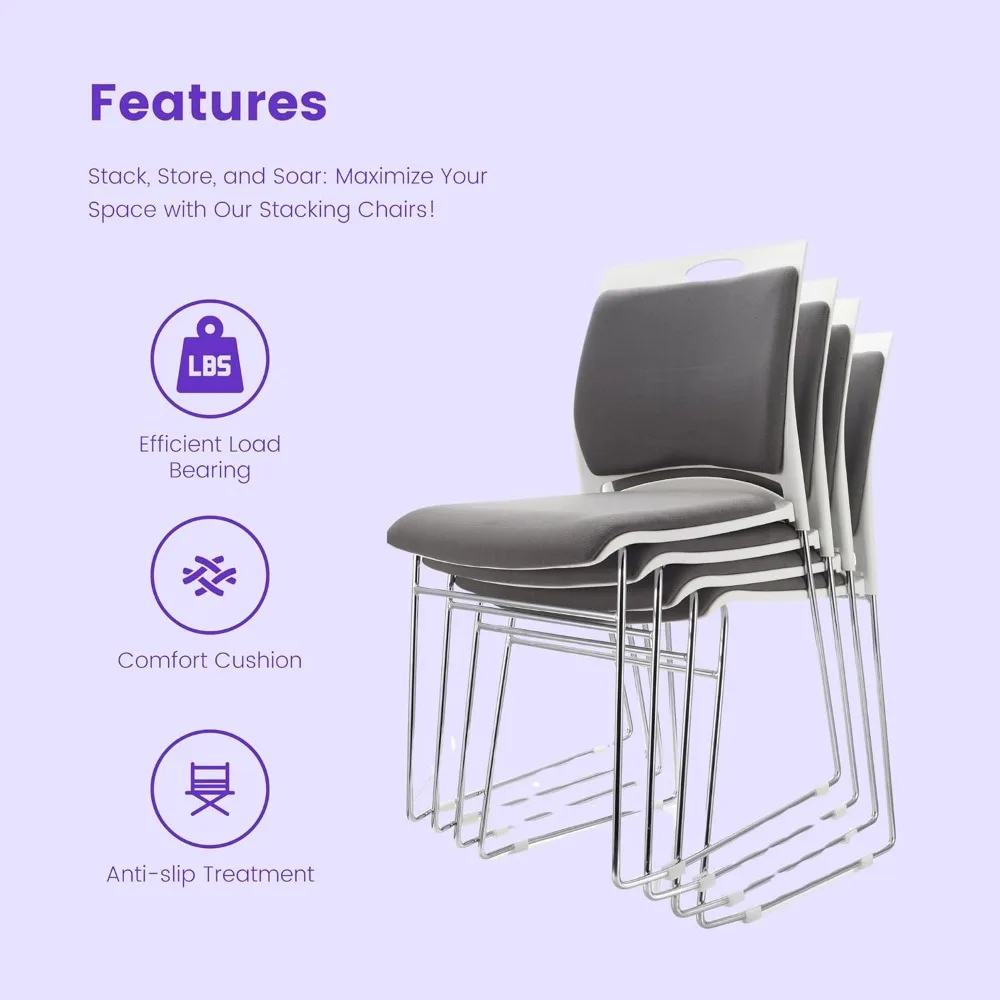 Stacking Chairs 1102LB Capacity Home Office Guest Chair Set with Sled Base,Modern Reception Chair for Kitchen,Waiting Room