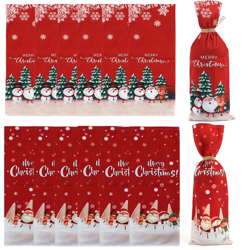 12 أغطية زجاجات نبيذ عيد الميلاد المجيد تتميز بإغلاق برباط لسهولة الاستخدام وعرض العطلات الاحتفالية #5