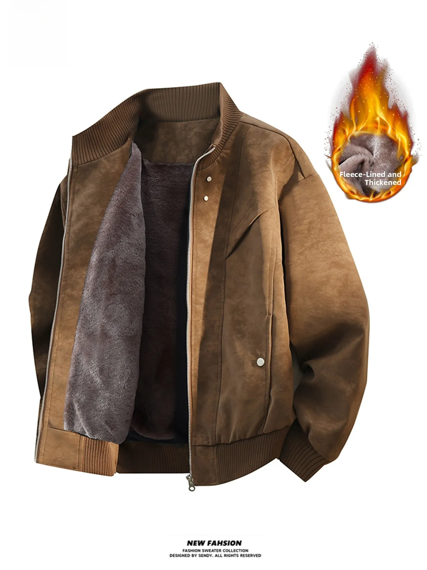 

plus Size American Retro PU Leather Jaet Men's Autumn Winter Loose Fit Fce Lined Trendy Brand Casual Long Sve Zipper