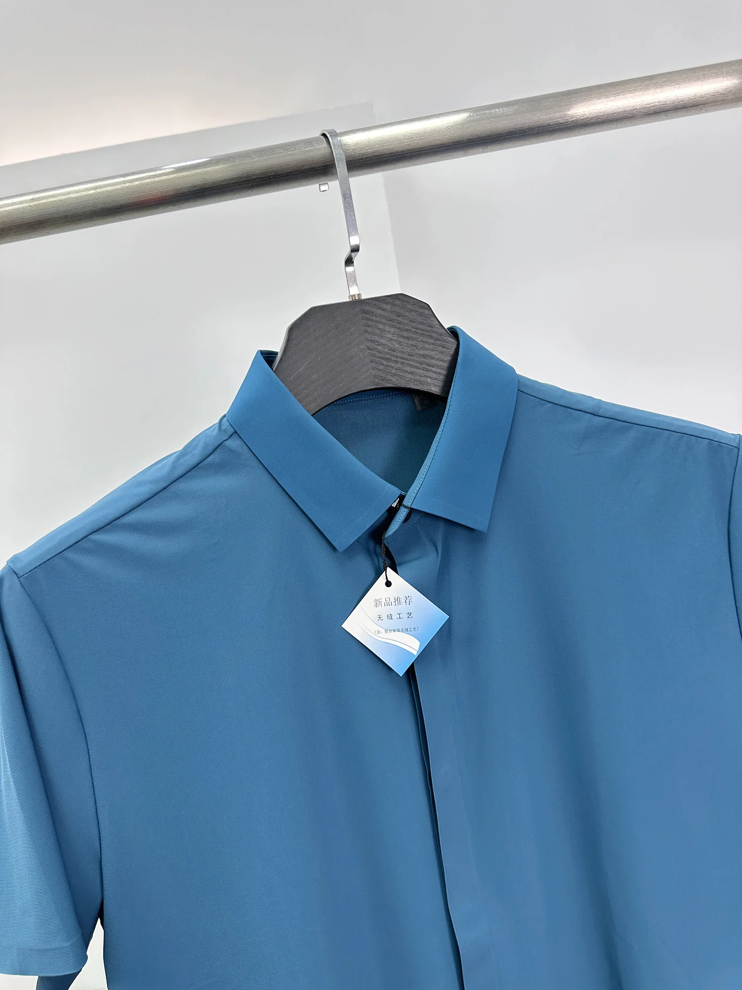Pure Tech Glueless Summer Short Sleeve Business Shirt Men's Standard Fit Breathable Thin Model Commute Business Style