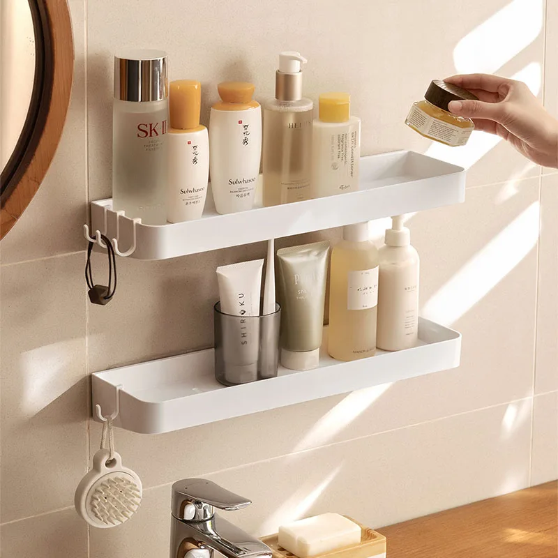 Self-adhesive Bathroom Body Wash Shampoo Storage Racks Toilet Cosmetics Shelf Storage Organization Shelves Support Holder