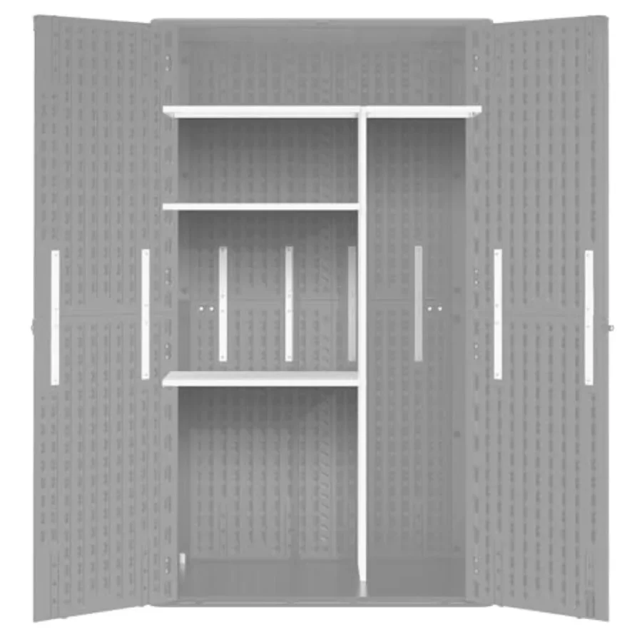 Outdoor Storage Shed Shelf, Metal, White, 55LBS Capacity, Easy Assembly, 45.6 L×13.2 W×69.1 H
