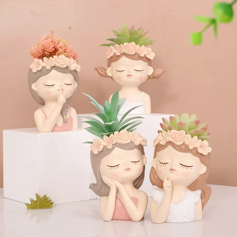 

Creative fairy resin flowerpot balcony gardening micro landscape succulent flowerpot green planter desktop potted flowerpot Comb