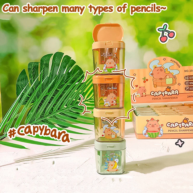 Cartoon Cute Capybara Double Hole Pencil Sharpener Portable Creative Mini Manual Pencil Sharpener Student Stationery Gifts