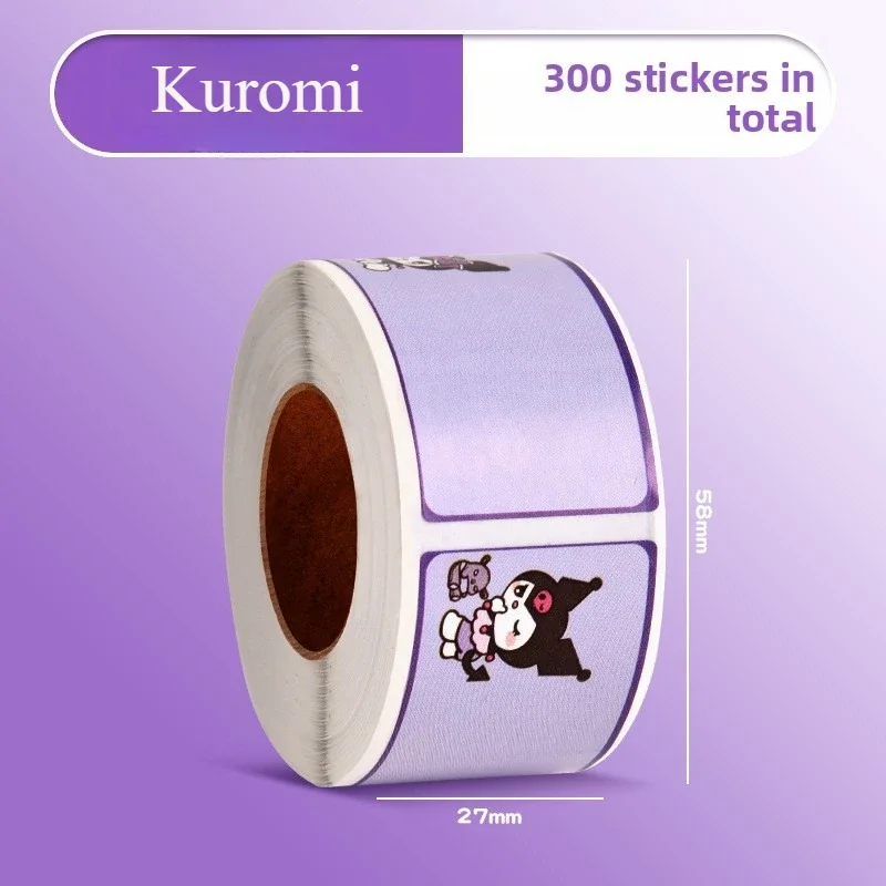 Pegatinas con nombre tipo rollo Sanrio, pegatinas para estudiantes, pegatinas autoadhesivas, pegatinas de papelería manuscritas de alto valor, 300 pegatinas