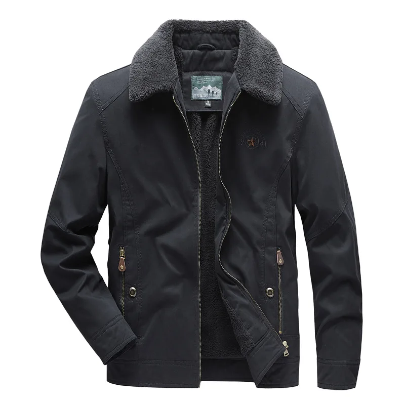 سترة شتوية للرجال مبطنة بالقطن ملابس عمل خارجية مبطنة بالصوف ملابس دافئة لمنتصف العمر وكبار السن عصرية