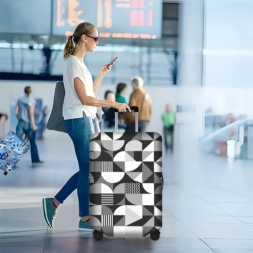 1PC Geometric Pattern Luggage Cover for Luggage Sizes 18-32 Inches; Dust and Elastic Travel Accessories to Effectively Protect Y
