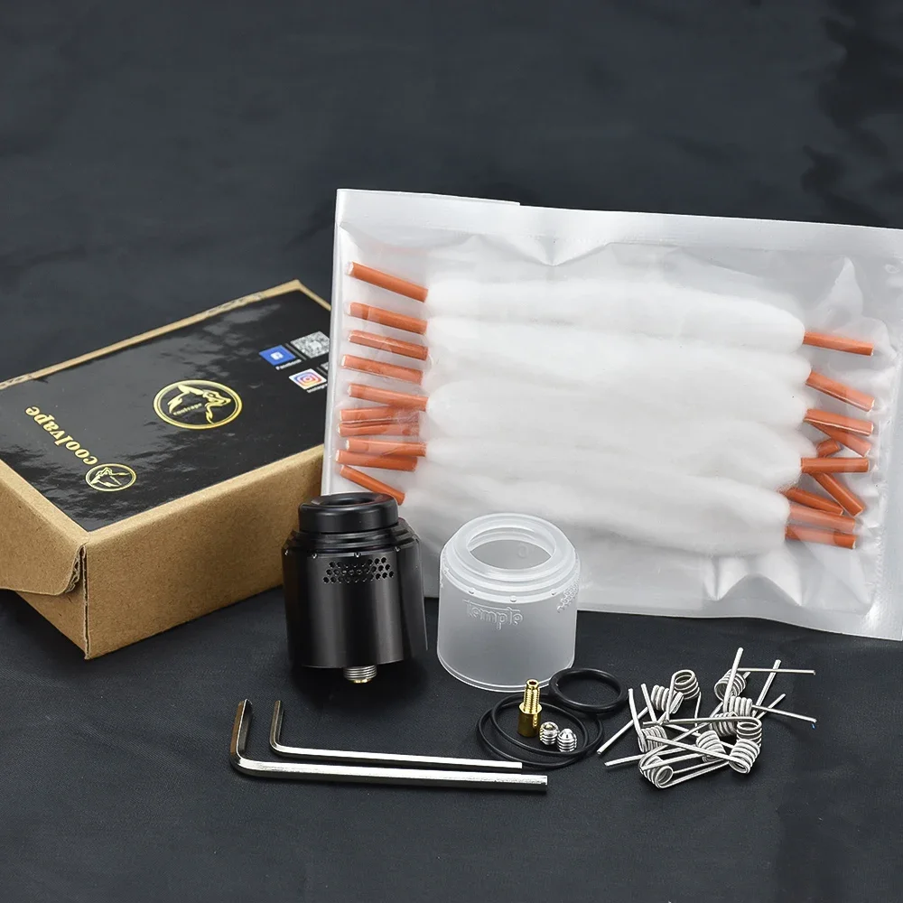 Wolfcoolvape Temple 28 mm RDA - Broche BF reconditionnable, atomiseur E-Cig, vs QP Kali V2 RDA