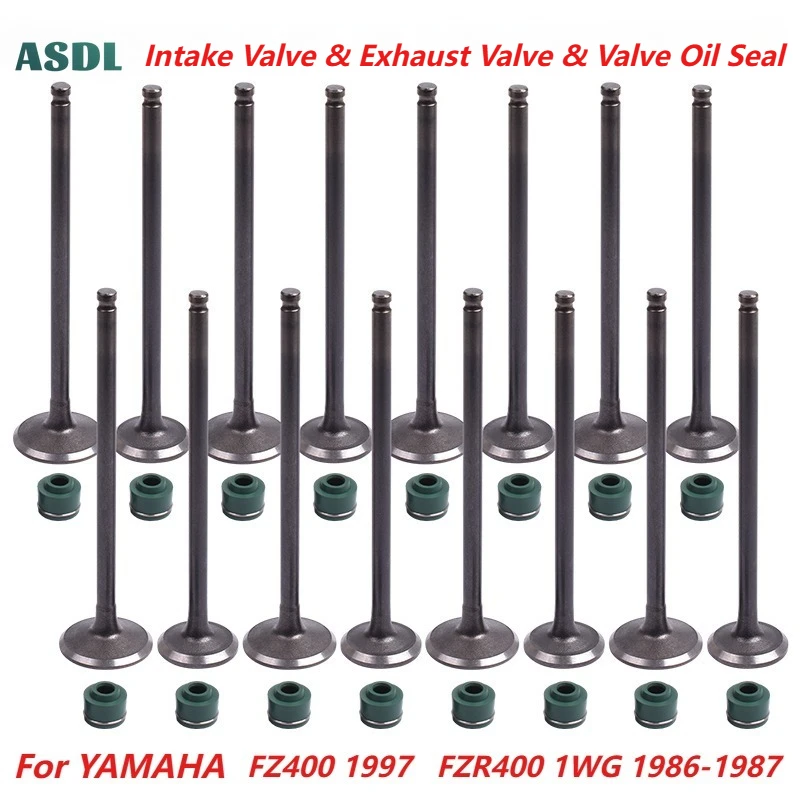 

2/4/8/16pc Intake & Exhaust Valve Kit With Valve Stem Seals For YAMAHA FZ400 FZ 400 97 FZR400 FZR 400 1WG 1986-1987 4YR-12111-00