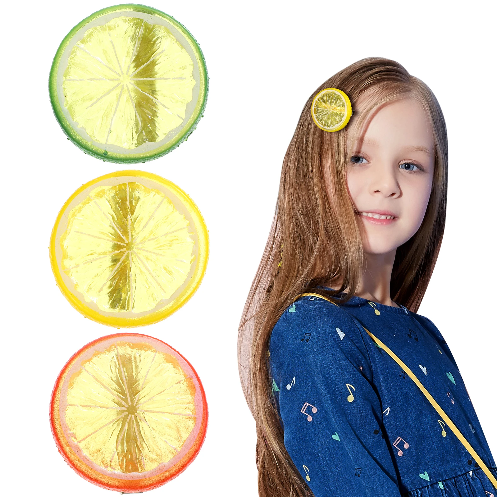

3 Pcs Lemon Hair Clips Lightweight Durable Girls Accessories Novelty Funny Creative Hairpins For Party Birthday Long Short Curly