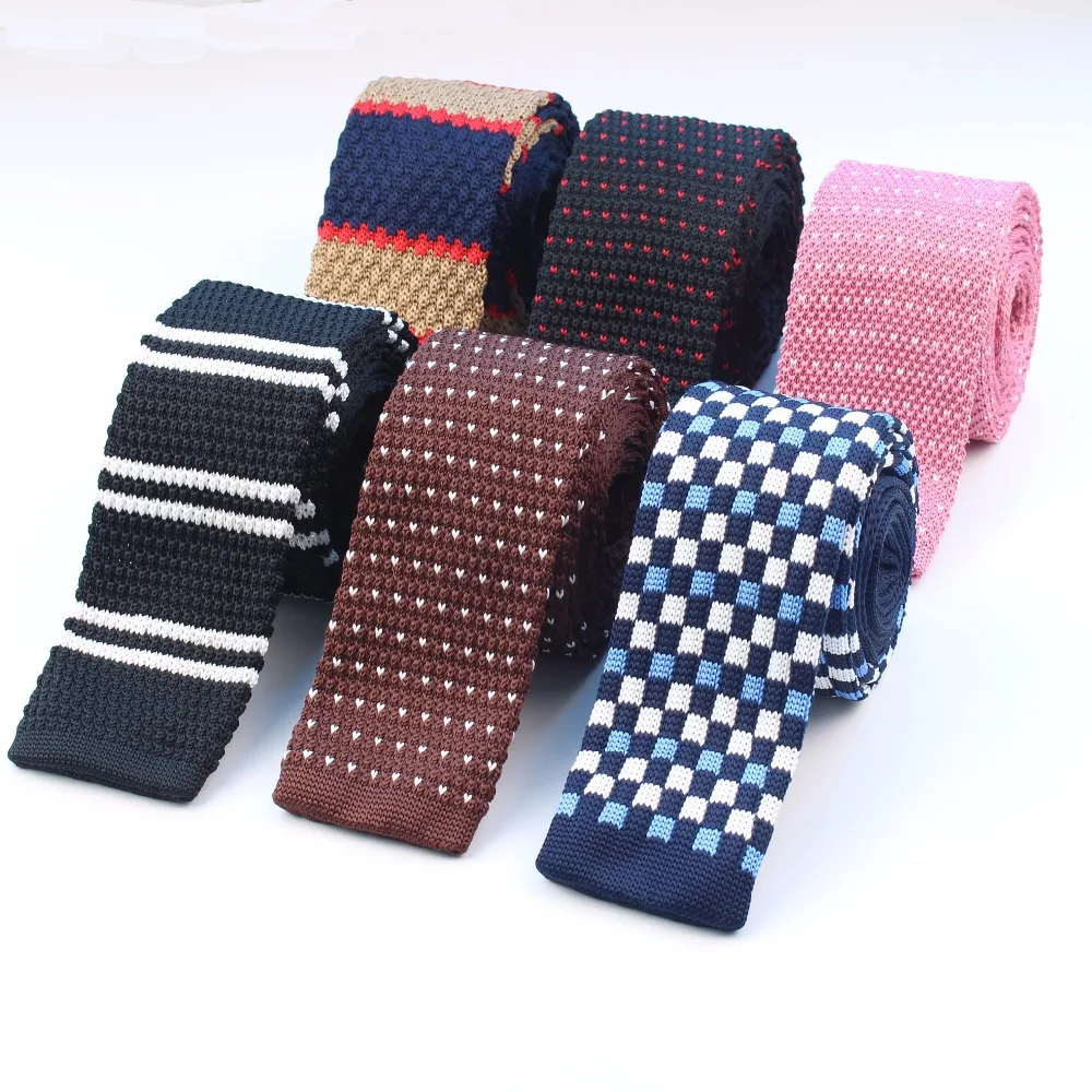 Fashion Men's Colourful Knitted Necktie Narrow 6CM Classic Woven Cravate Trendy Striped Skinny Ties For Dinner party Daily Wear