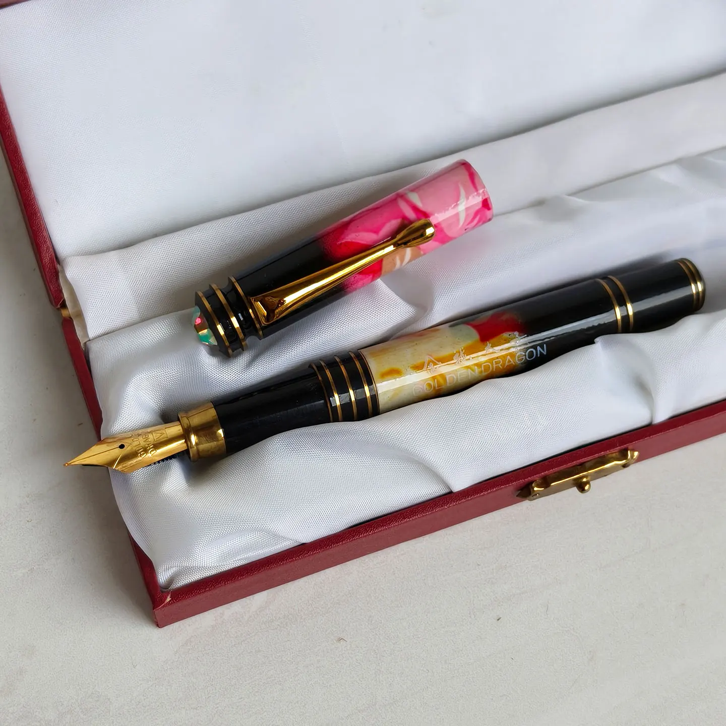 

Rare Out-of-Print Dandong Factory Golden Dragon Prince Fountain Pen 1990s Thick Barrel Metal Copper Collector's Item