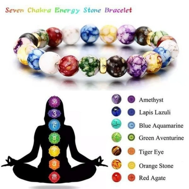 7 Chakra Healing Crystal Bracelet - Enhances Balance & Energy - Perfect for Yoga, Meditation, and Daily Wear - Ideal Gift for We