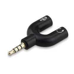 3.5mm Mini U Shape Two-way Headphones Splitter Double Audio Jack Headset Splitter Connector Adapter Keyring Phone Accessory