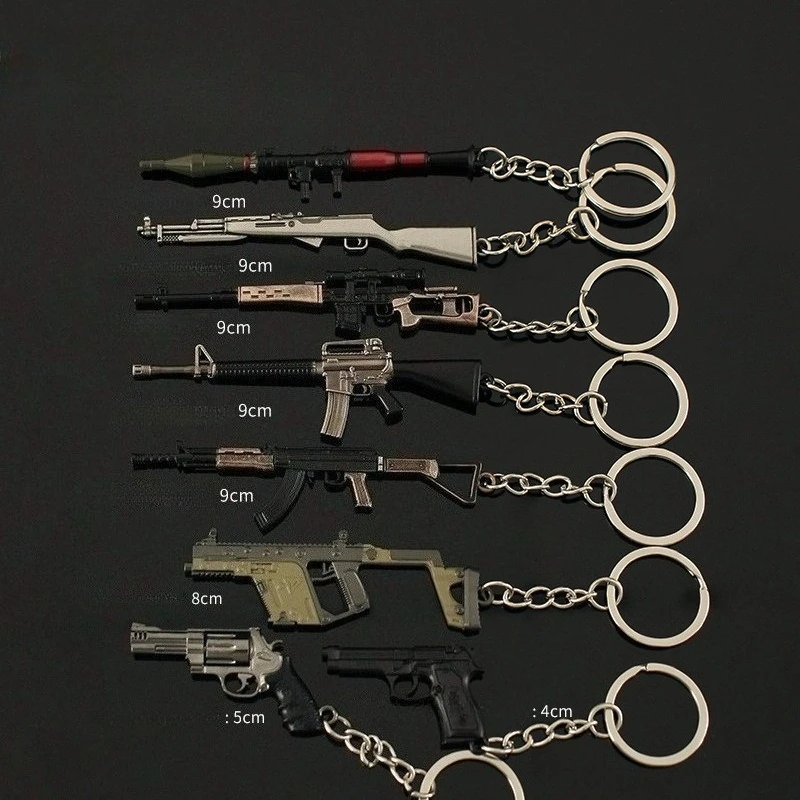 New Mini Alloy Keychain RPG Bazooka Desert Eagle Revolver S Small Gun Pendant Keychain Home Accessories