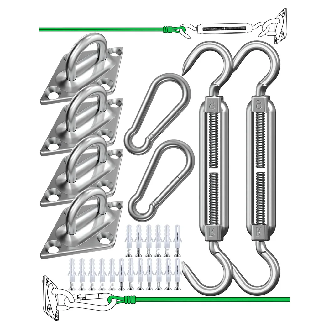 

M6 Shade Sail Hardware Kit, 6 Inch for Triangle, Rectangle Sun Shade Sail Installation, 304 Grade Stainless for Garden Outdoors