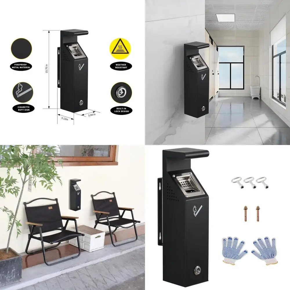 

Metal Outdoor Trash Bin with Detachable Bucket, Suitable for Home, Office, and School Use