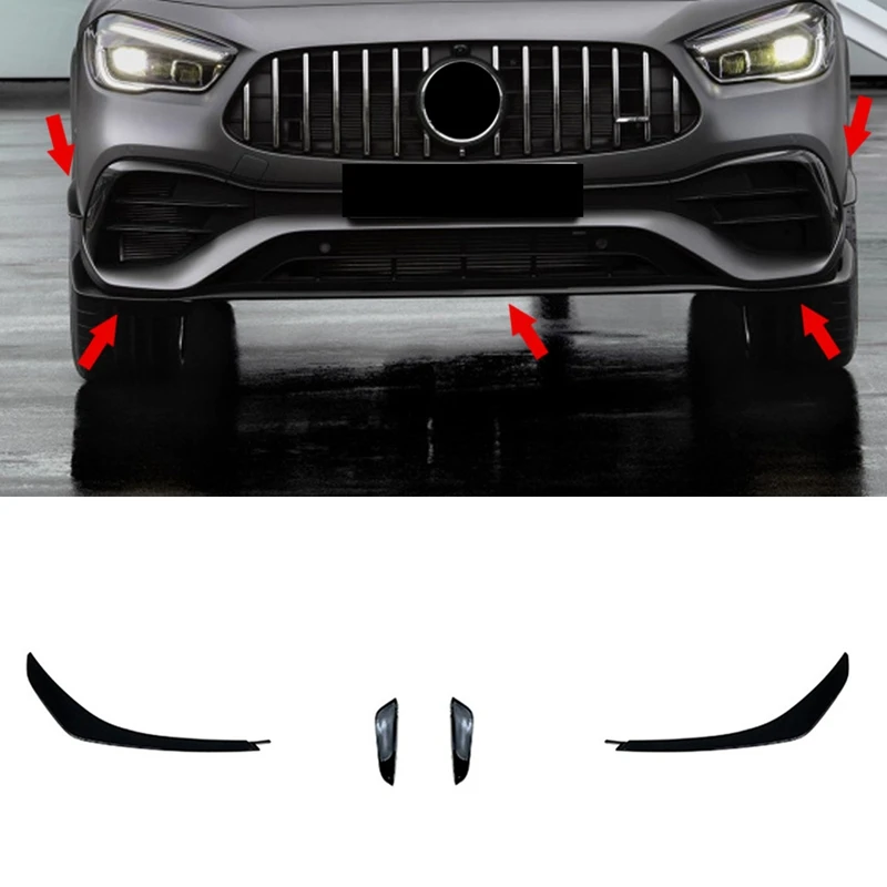 4Pcs Front Bumper Lip For Mercedes-Benz GLA H247 GLA200 GLA35 GLA45 AMG 2020 2021 Splitter Canards Air Vent Cover