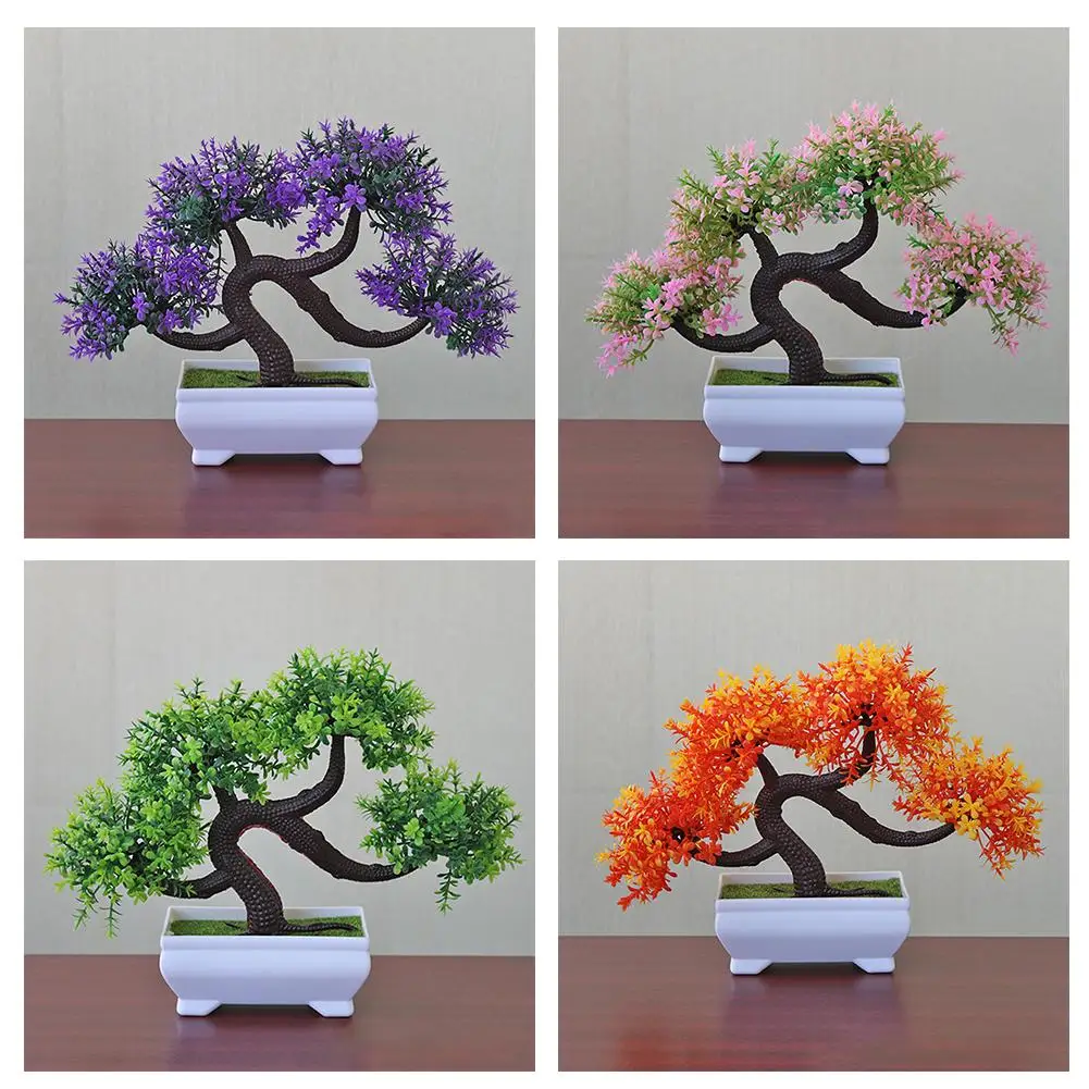 Simulation Green Plant Dragon Beard Tree Bonsai Welcoming Pine Ornaments Decoration Artificial Flower Desktop Potted Home C4U6