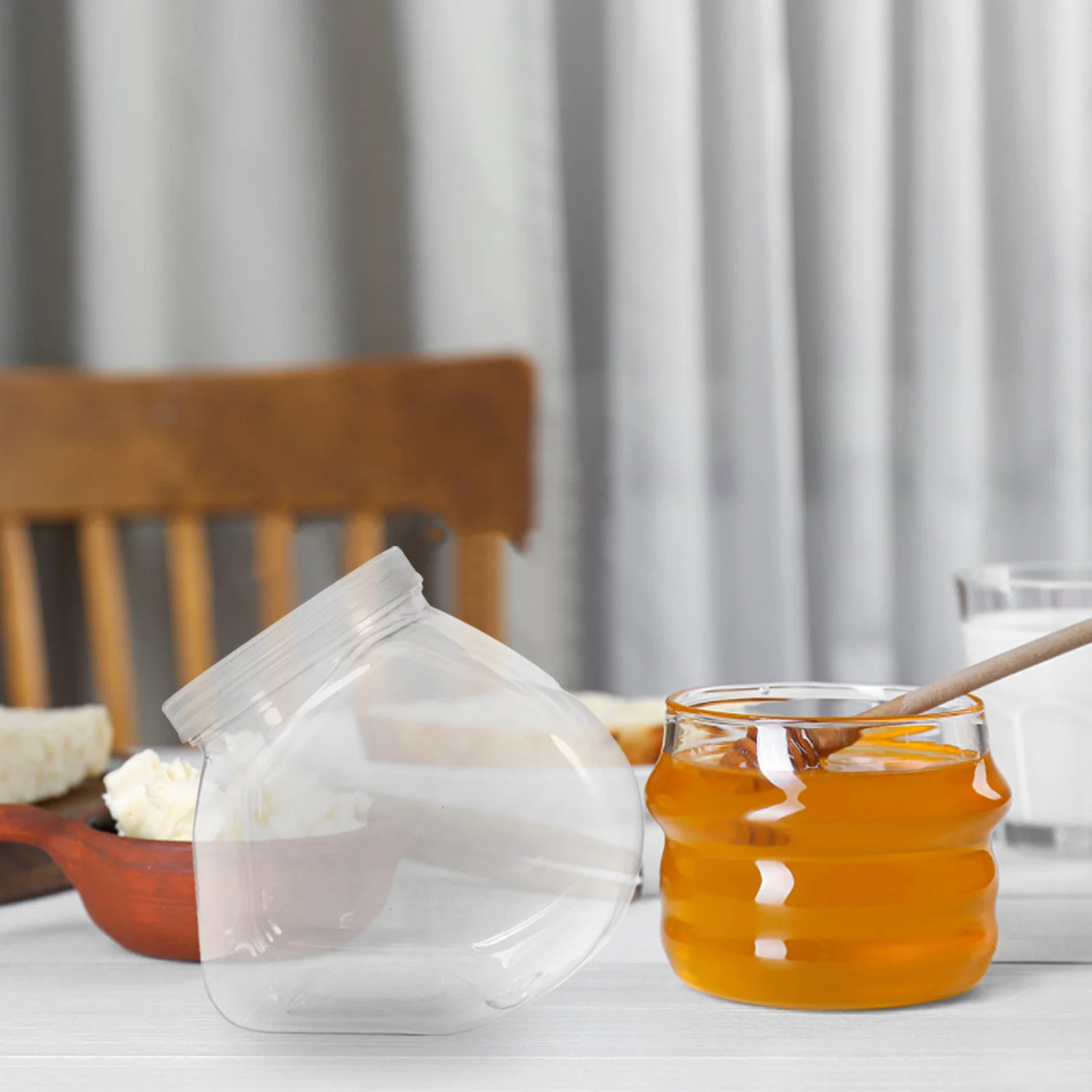 زجاجة تخزين واسعة الفم سعة 2000 مل، برطمان بلاستيكي شفاف للحلوى والكوكيز والقهوة والغسيل السائل