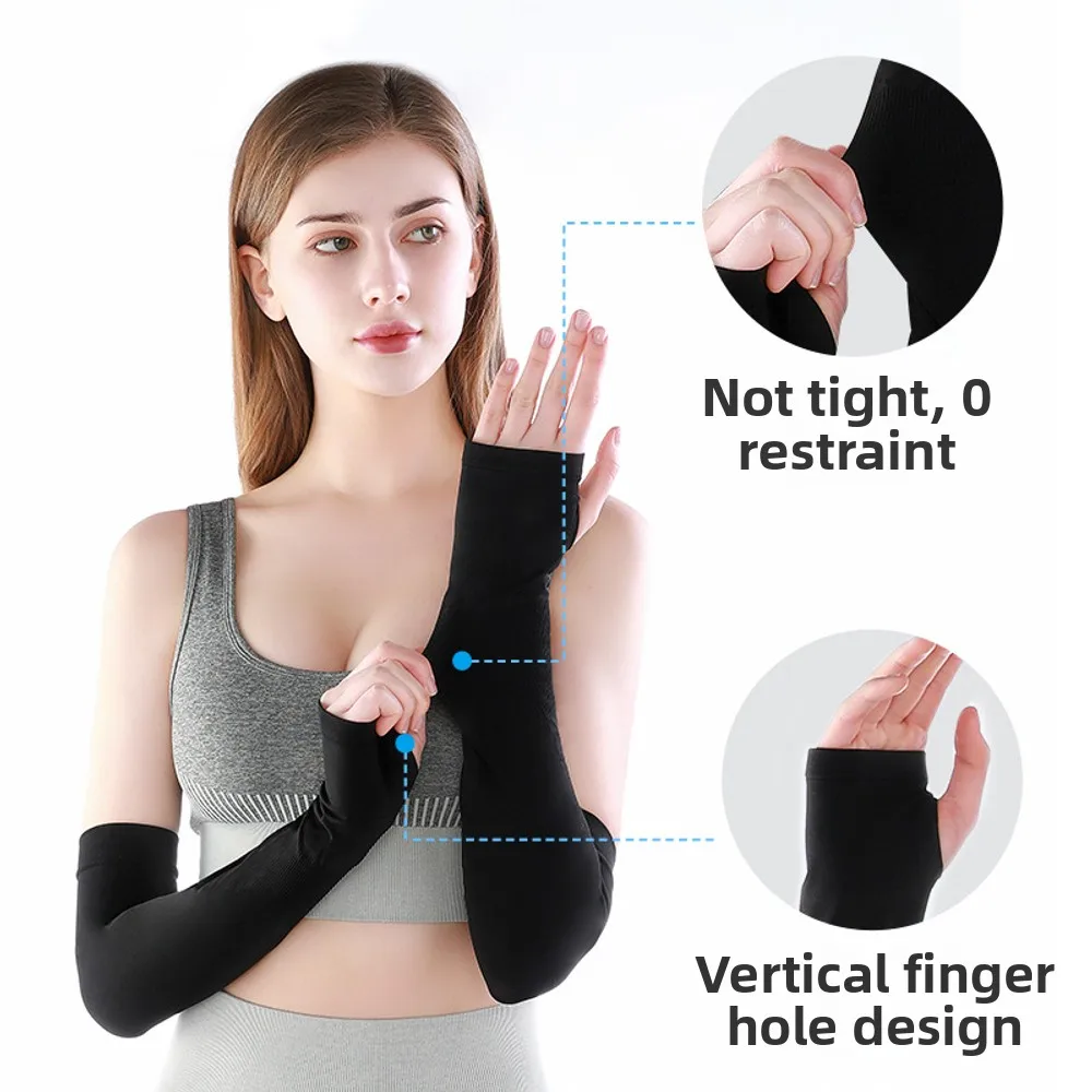 مجموعة أكمام ثلجية واقية من الشمس للصيف الحار لعام 2025 للنساء والرجال، واقي ذراع القيادة من الحرير الجليدي المقاوم للأشعة فوق البنفسجية، قفازات ظلة رفيعة