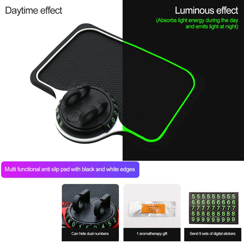 

Anti-Slip Mat Auto Phone Holder Multi-Functional Car Temporary Parking Number Dash Phone Mount Silicone Dashboard Car Pad Mat