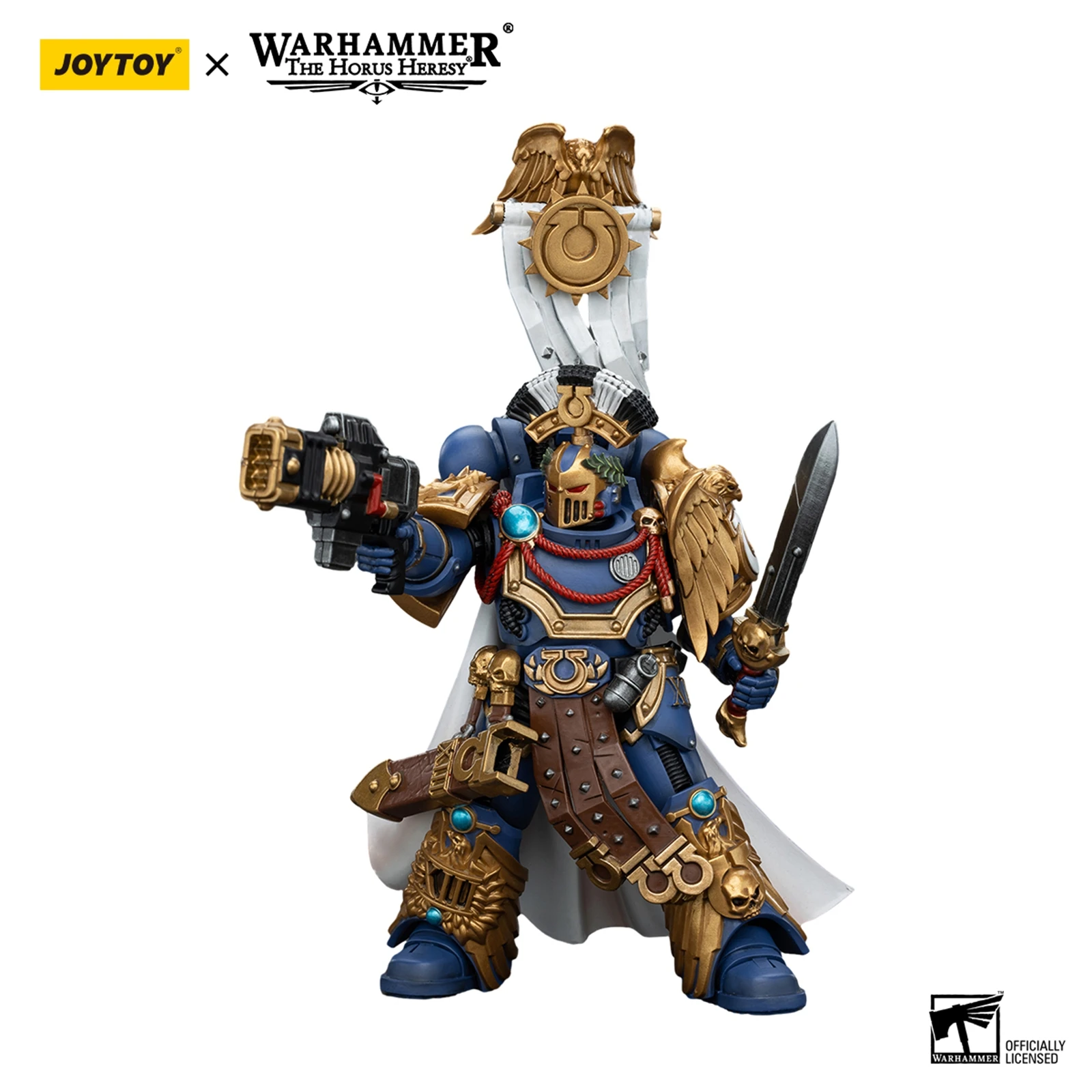 JOYTOY Warhammer 40000 1/18 Figuras de ação 13,6 cm Ultramarines Legion Praetor com espada elétrica e Volkite Serpenta JT00126
