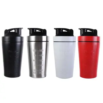 304 스테인레스 스틸 유청 쉐이크 컵, 체중계 포함, 단백질 분말 병, 내열 대용량, 500ml, 750ml 