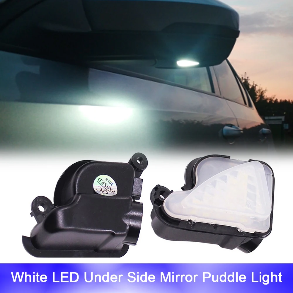 2x For Skoda Superb Scout Octavia 1Z White LED Under Side Rearview Mirror Puddle DRL Signal Lights Free Errorr 6000K