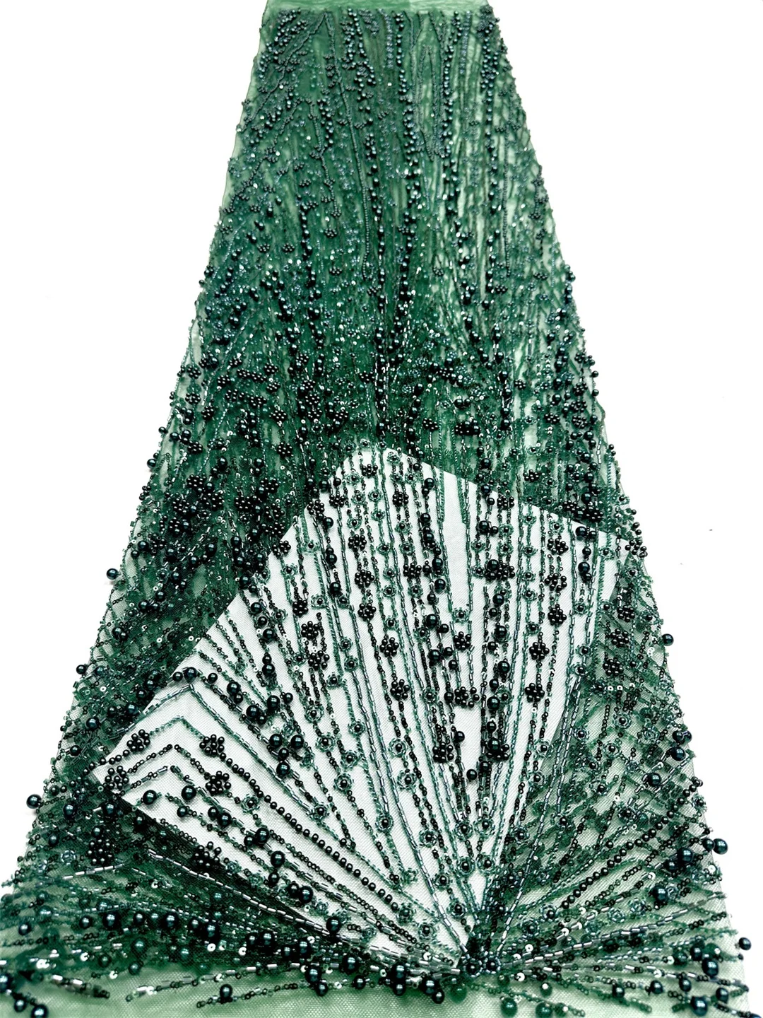 Luxurious Nigerian African Beaded Lace Fabric 2026 High Quality Sequins Beaded Embroidery French Lace Fabric For Wedding Dress