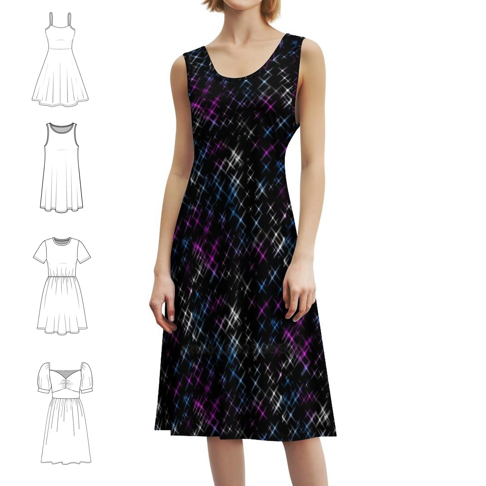 

Sparkles Women's Streetwear Party Dress Trendy Print Club Clothing For Female Trans Pride Sparkles Dress For Girls