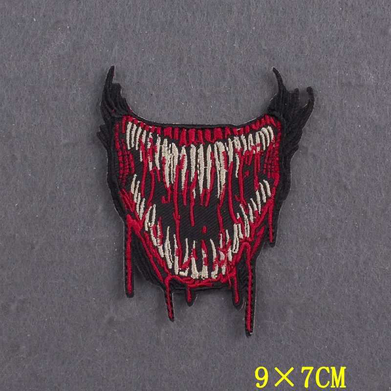 Embroidered Patch Gothic Clothing Thermoadhesive Patches On Clothes DIY Skull Patches For Clothes Stripes Badges On Backpack