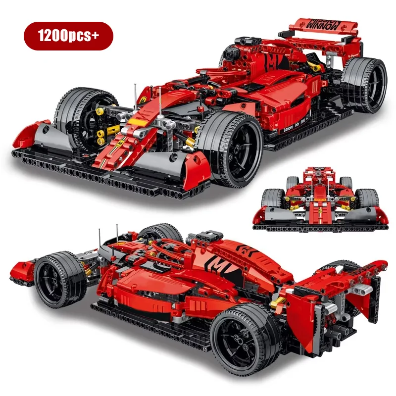 

Набор строительных блоков для гоночных автомобилей Red Formula, знаменитые наборы моделей супермобилей, технические кирпичи, детские сборные игрушки, подарки для мальчиков