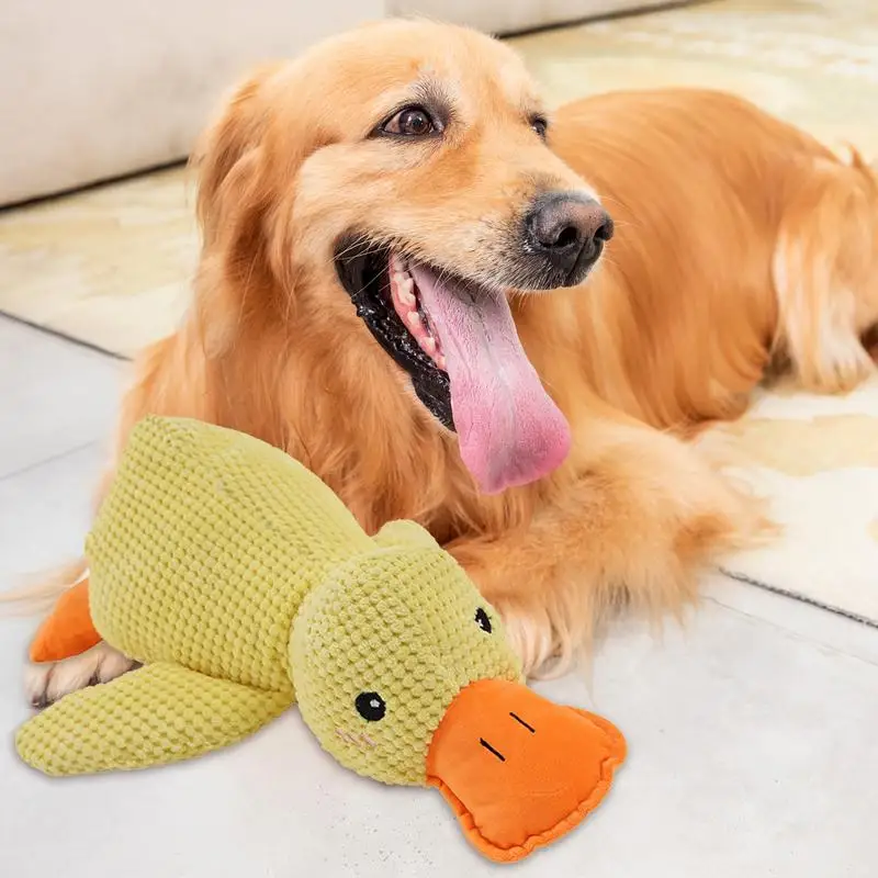 1pc Squeaky Dog Toys For Indoor Soft Puppy Plush Pillow The Mellow Dog Calming Duck Duck Dog Toy Sturdy Dog Animals Chew Toy