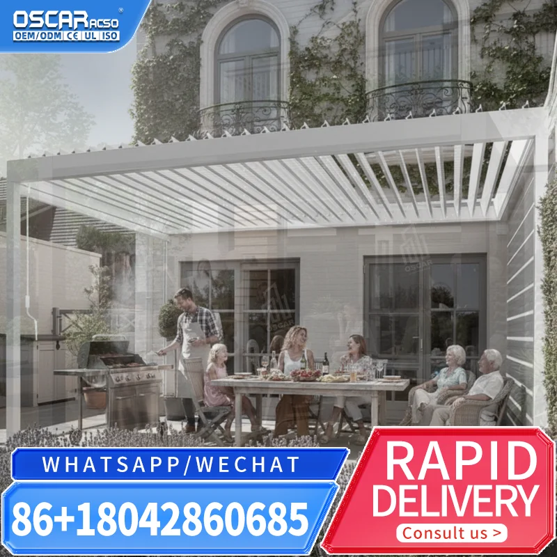 Bioclimatic Motorized Aluminium Louver Structure: For Patio Balcony With Adjustable Louvers And Weather Resistant Design pergola