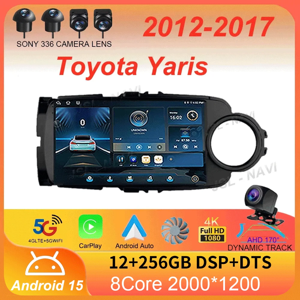 

Android15 Carplay Auto For Toyota Yaris 2012 2013 2014 2015 2016 2017 Multimedia Car Radio Player WIFI+4G SIM Stereo DSP GPS RHD