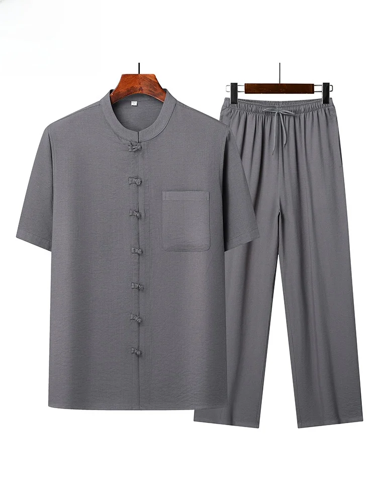 chemise-a-manches-courtes-en-coton-et-lin-pierre-cardin-pour-hommes-d'age-moyen-decontractee-confortable-respirante-style-papa-haut-pour-grand-pere
