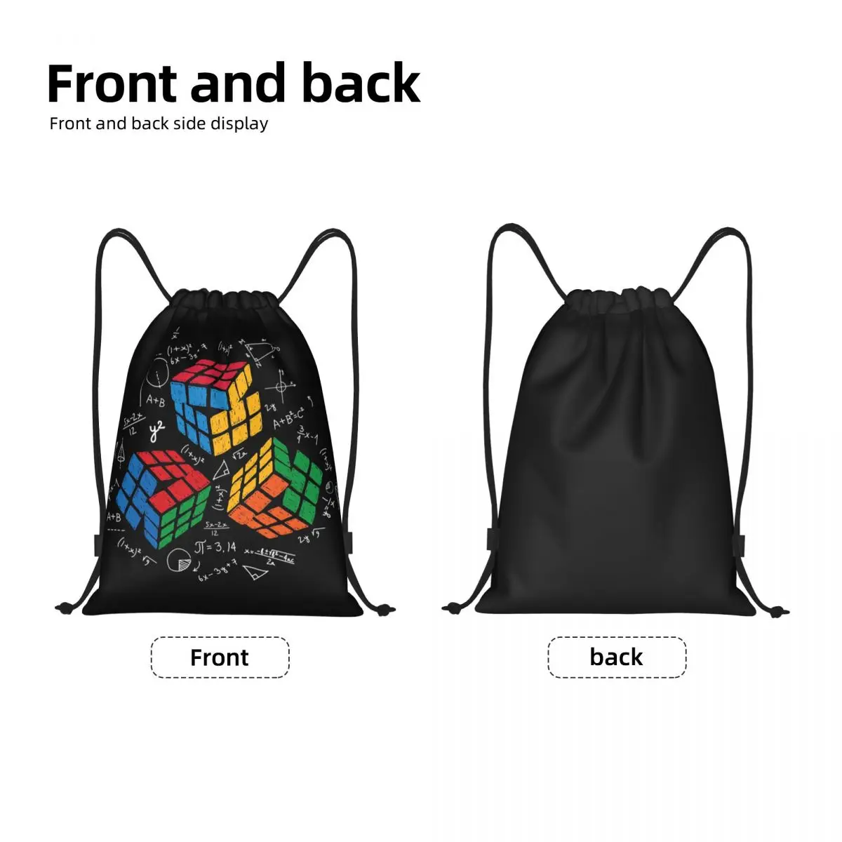 Cool Math Rubik Rubix Rubics Player Cube Math Lovers Drawstring Bags Foldable Gym Sports Sackpack Teachers Training Backpacks