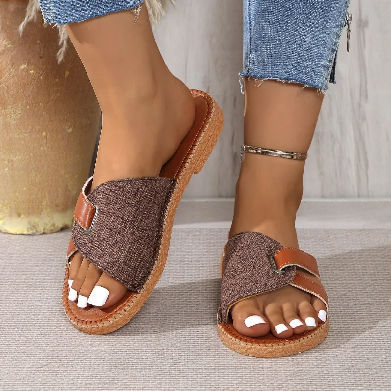 Women Flat Slippers Non-slip Slippers Women Waterproof Outdoor Casual Sandals Comfortable Beach Dress Large Size Slides Women