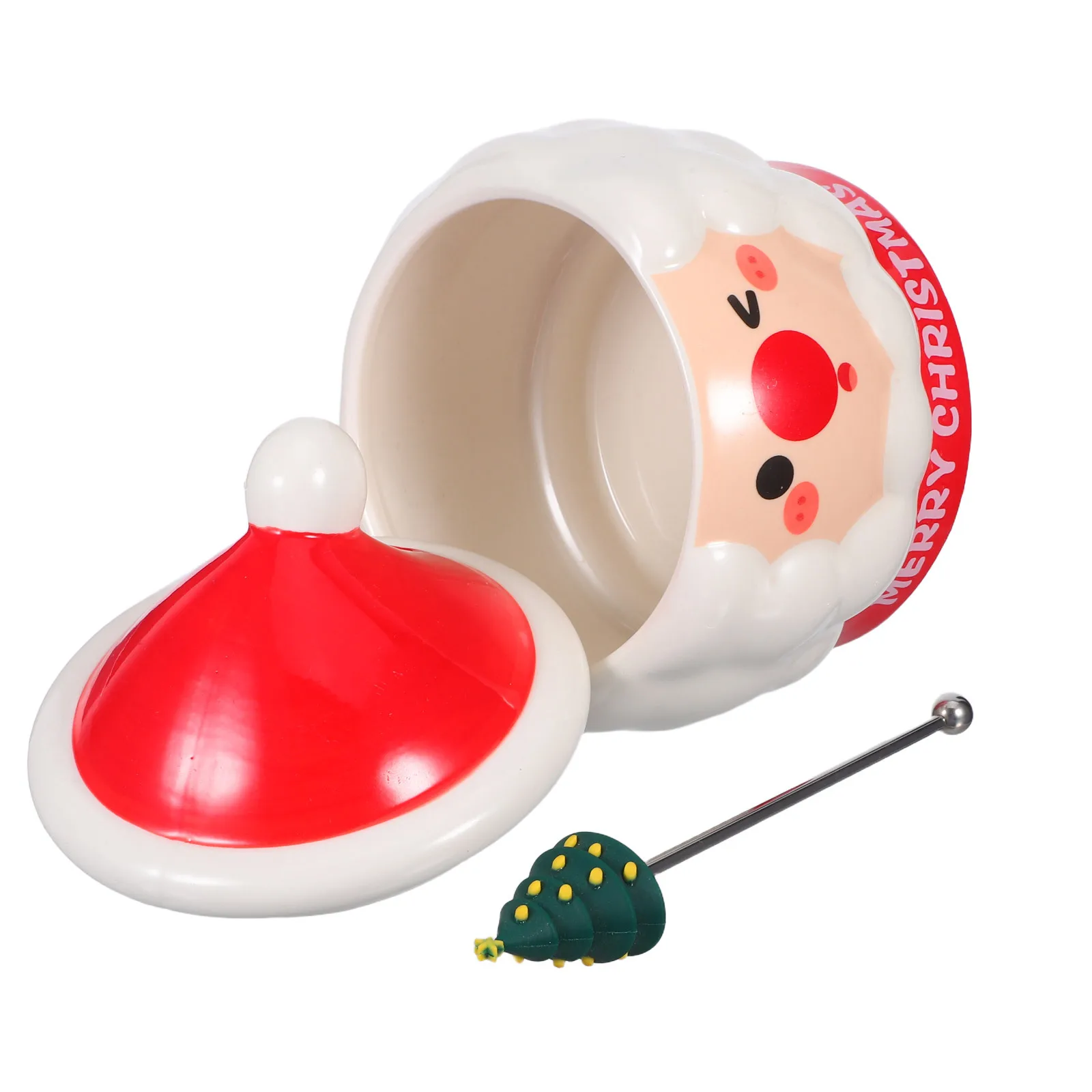 

Hand-Painted Christmas Santa Claus Mug Ceramic Cup Lid Festive Holiday Coffee Cup Hot Cocoa Tea Latte Drinkware