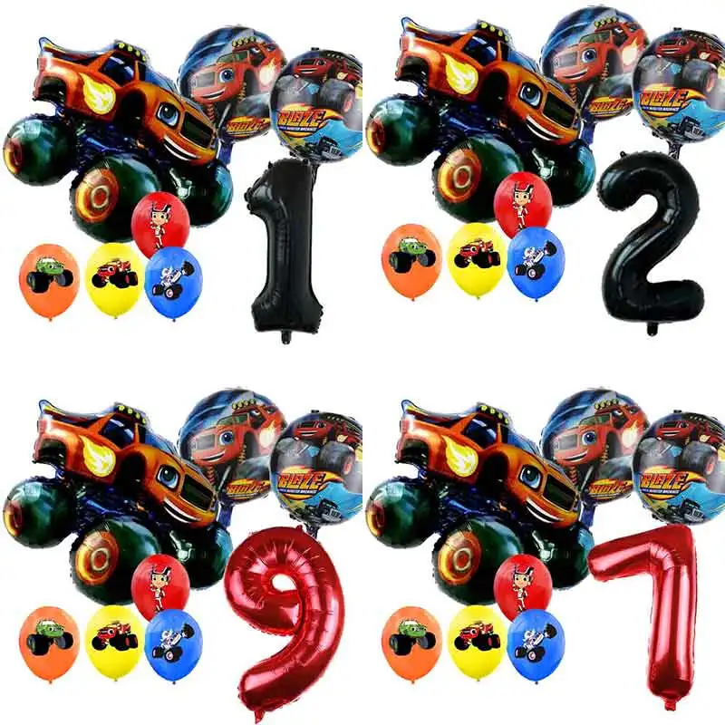 

Large Car Blaze Monster Balloon Boy Birthday Party Supplies Decoration Number Machines Racing Racecar Toy Baby Shower