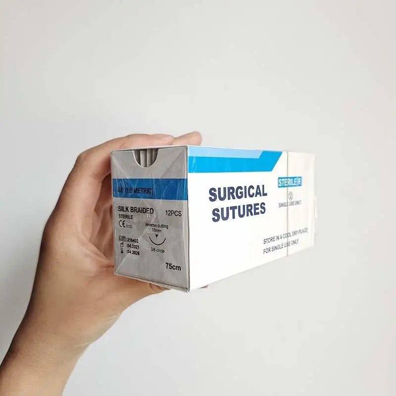 

1/2/3/4 шт. хирургический тренировочный комплект 75 см 4/0 стоматологические хирургические иглы шелковая плетеная медицинская нить шовные принадлежности для студентов