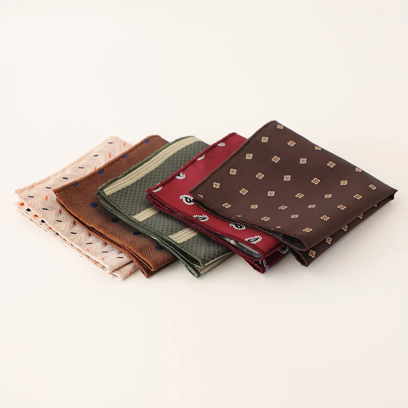 5pcs New Polka Dot Striped Suit Accessories French Men's Pocket Towel Square Chest Towel Jacquard Wedding Suit Party Decoration