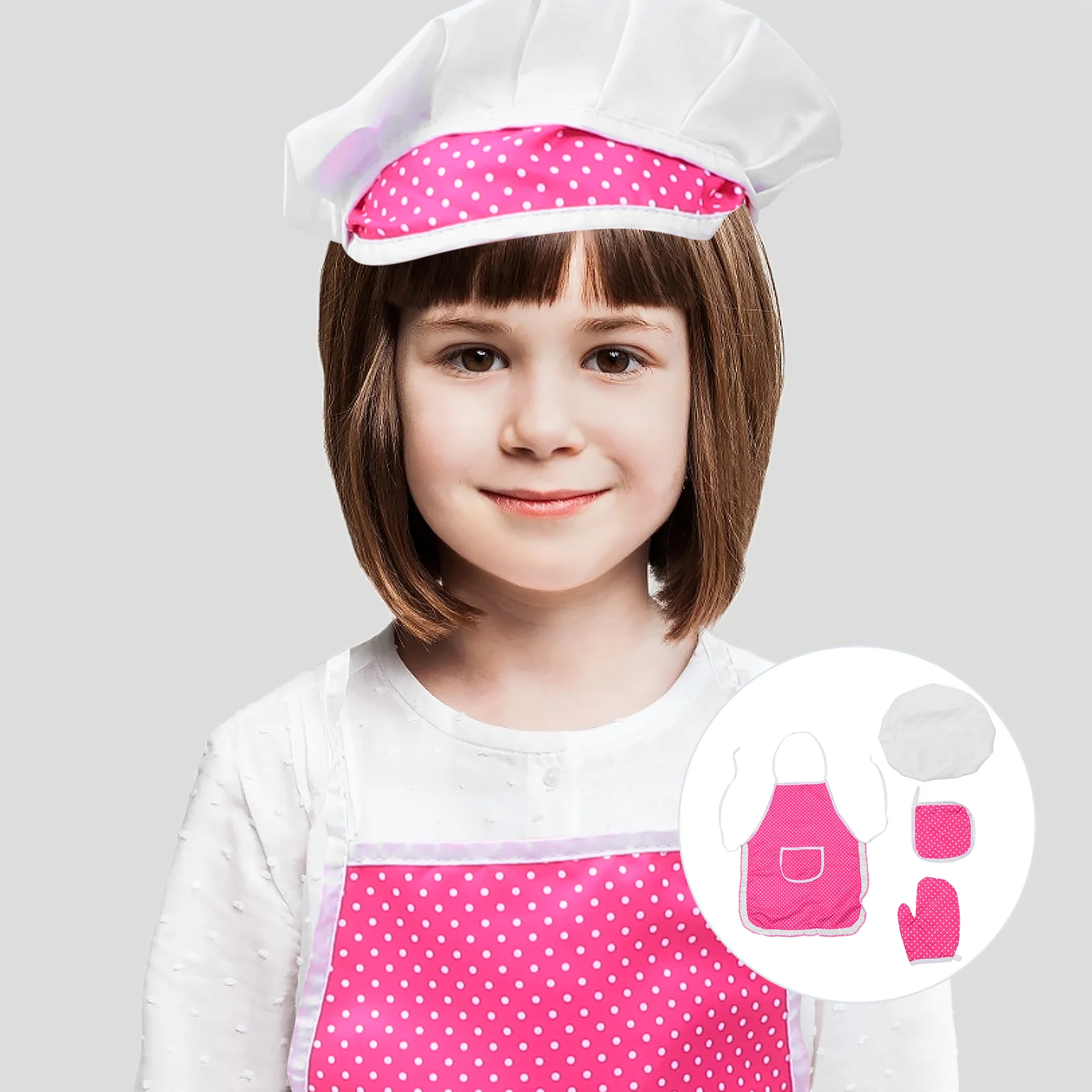 Girls Toys Apron Suit Role Play House Kitchen Cooking Cosplay Simulation Tableware Pretend Kitchenware Rosy Utensil Toddler